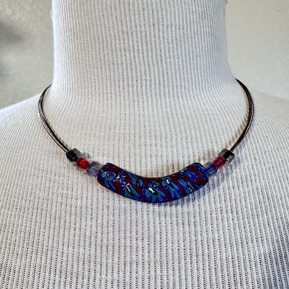 Clay & Beads Necklace Choker Red Blue Jewelry Coquette Preppy Spring Summer Y2K
